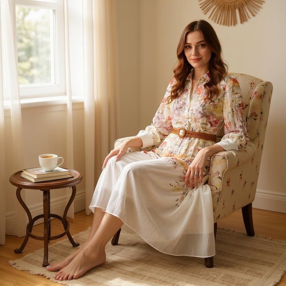 ✨HOST PICK ✨ Floral Sheer Maxi Dress with Belt - Picture 5 of 6